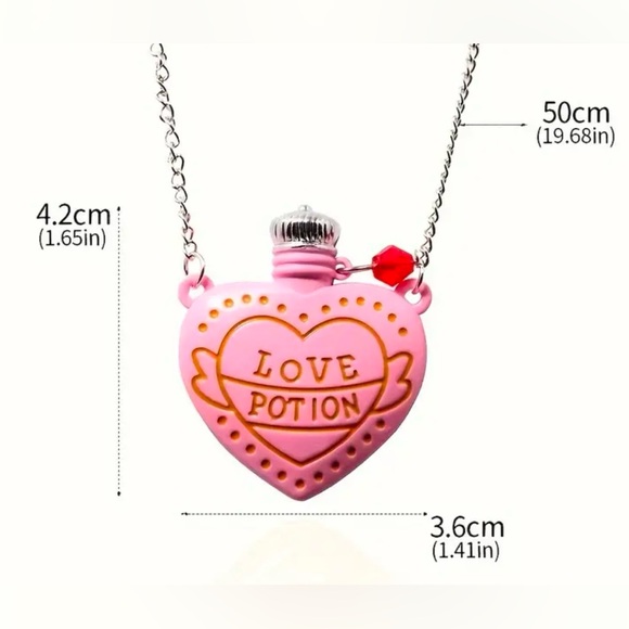 Love Potion Pink Bottle Necklace Heart Romance - Picture 5 of 9